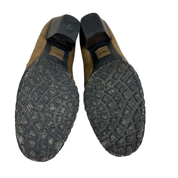 Born Gertrude Distressed Brown Leather Pull On Block Heel Booties Women's Sz 10 - Picture 8 of 12